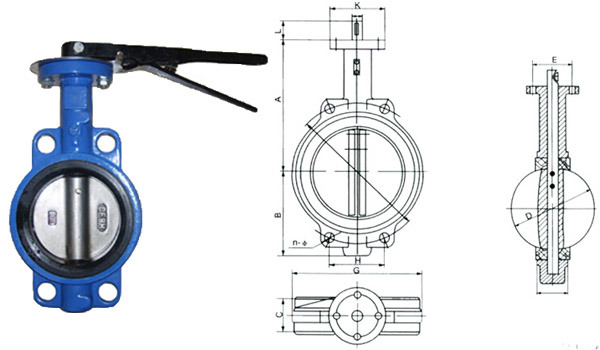 Wafer Hab=ND Bar Cast Iron Butterfly Valves