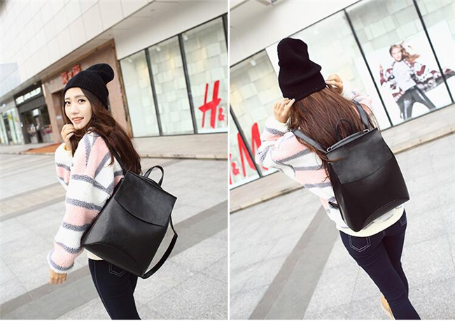 Guangzhou Factory Waterproof Travel Ladies Fashion PU Leather Backpack