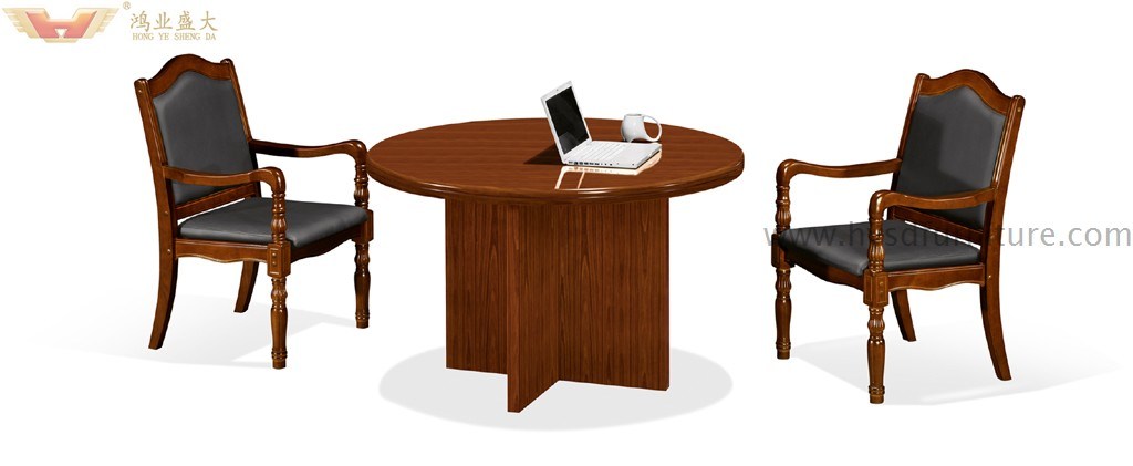 Wood Veneer Office Use Round Mini Meeting Table (HY-A202)