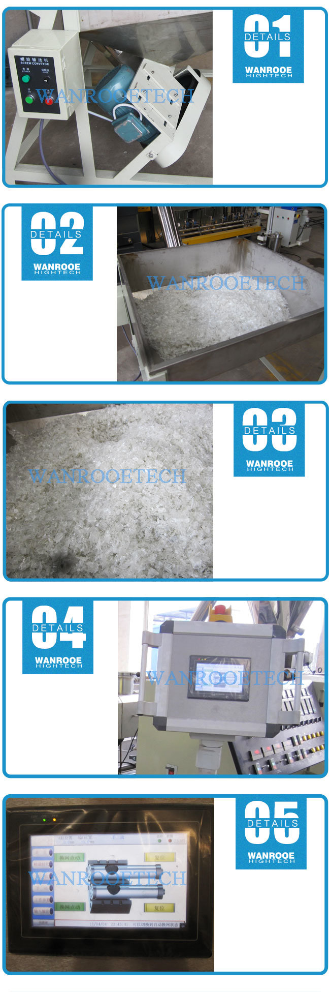 Sjpt High Output Pet Bottle Flakes Granulating Machine Plastic Recycling Line