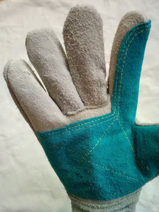 Color Safety Gloves, Cow Split Leather Work Glove