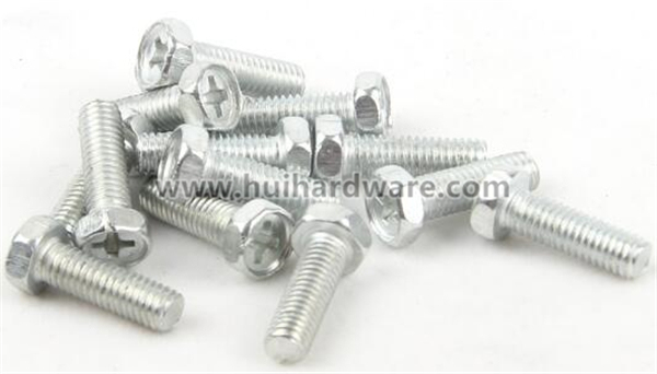 Cross Hex Head Screw Bolt with White Zinc Plated M3 M4