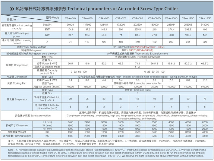 Air Cooled Screw Water Chiller (CSA Series)