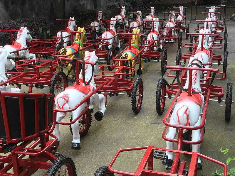 New Amusement Park Kids Pedal Horse Cart, New Design Carousel Cart