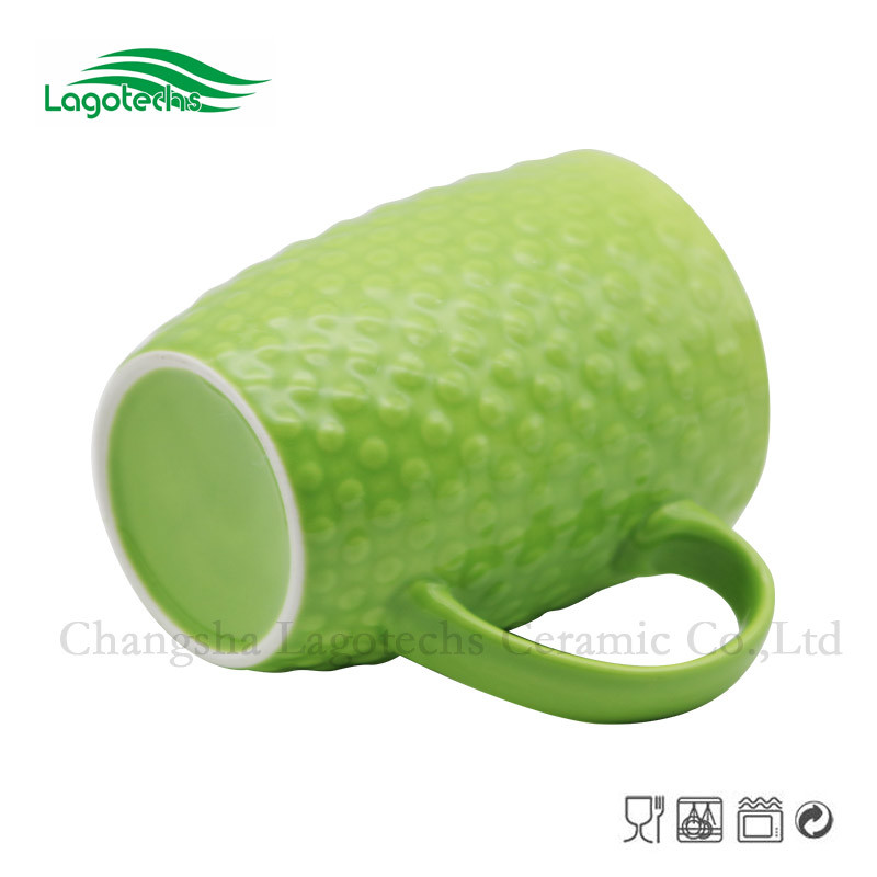 Green Embossed Drum Shape Coffee Mug Eco- Friendly