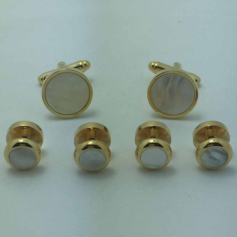 Brass Sea Shell Tuxedo Cufflink Collar Studs