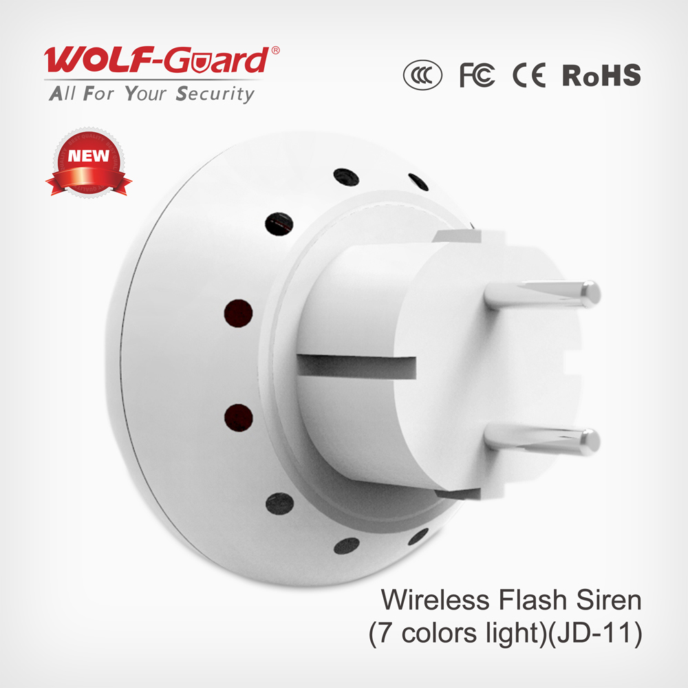 Wolf-Guard Jd-11 Wireless Indoor Strobe Siren Alarm 433MHz Control Standalone Sound and Flash Light Siren with 80dB Alarming