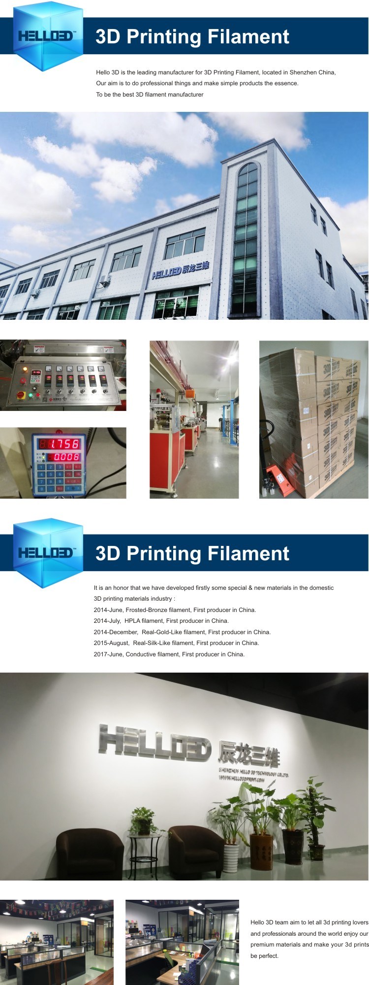 Hello 3D Factory Supply 3D Printing Material 1kg