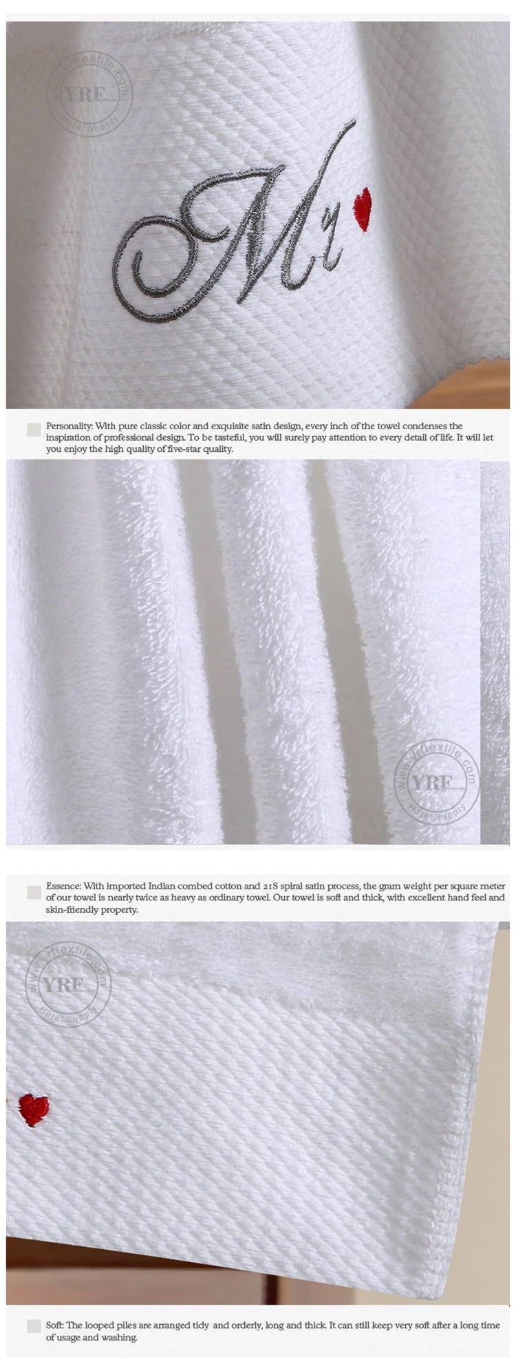 100%Cotton Plain Color Terry Dobby Border Bath Towel