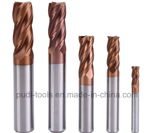 4 Flutes HRC<58 Carbide Milling Cutter with Tisin Coated