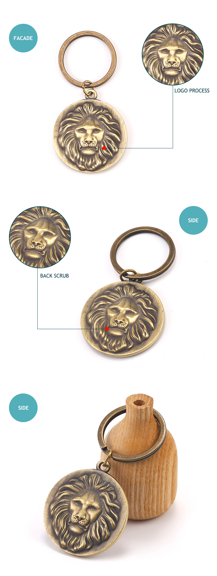 Custom Made Bronze Lion Souvenir Key Chain