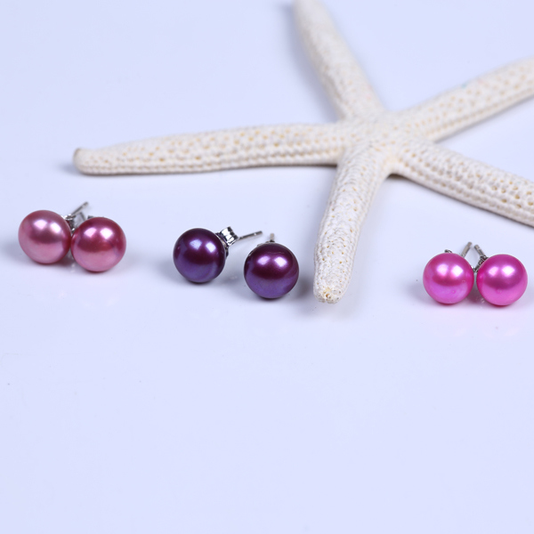 Good Quality Button Freshwater Pearl Stud Earring