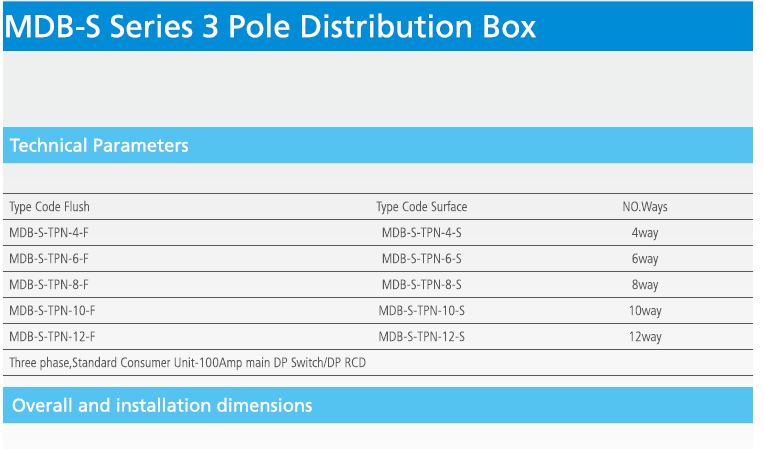 Mdb-S Tpn Three Phase Distribution Panel Distribution Box