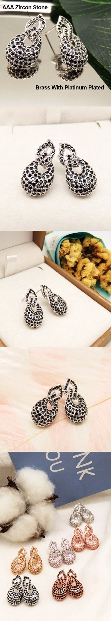 Wholesale Fashion Women Jewelry Black Diamond Stud Earrings