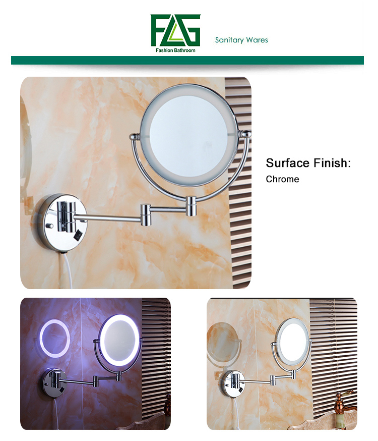 Make up Adjustable Wall Mount Mirror Round with LED Light
