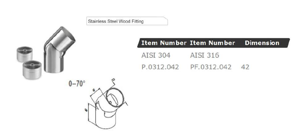 Stainless Steel Round Adjustable Wood Balustrade Fitting Connector