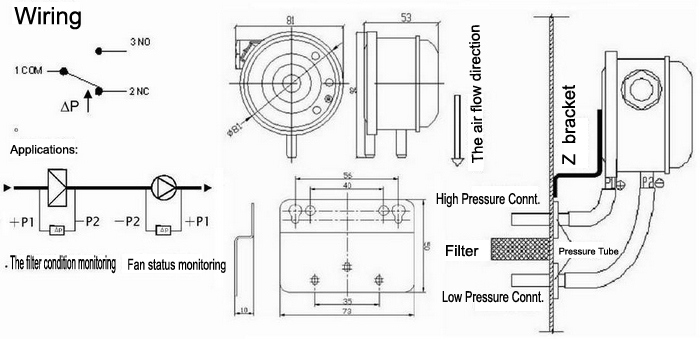 Air Flow Switch Differential Pressure Switch (HTW-AS-33)