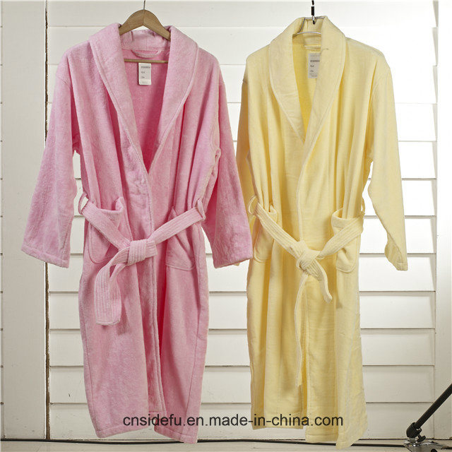 Solid Color Velvet Velour Shawl Collar Bathrobe