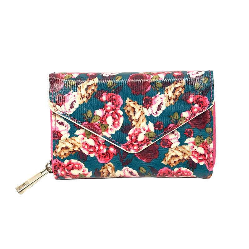 Lcq-0126 Latest Design Gift Set Wholesales Ladies Short Wallet Purse Customized Clutch Bags Women Fashion Flowers Printing Wallet