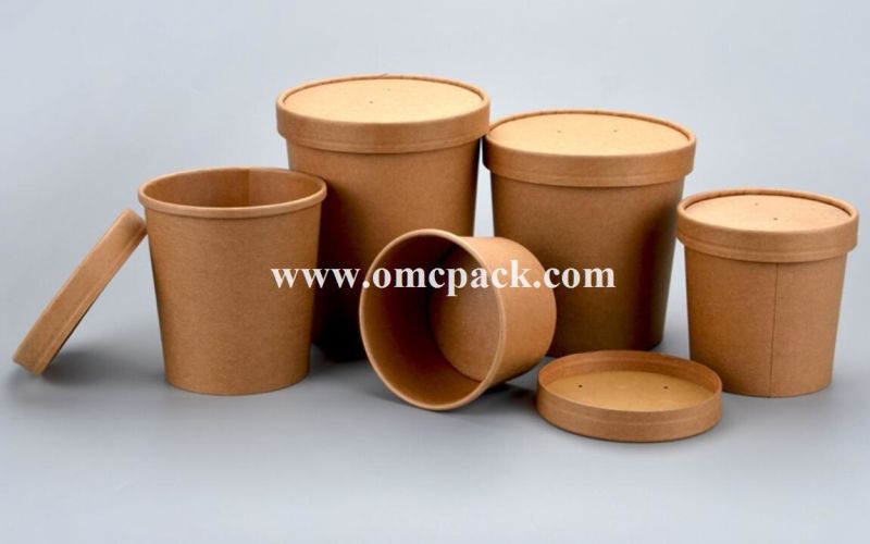 12oz Round Kraft Paper Soup Container for Take Away