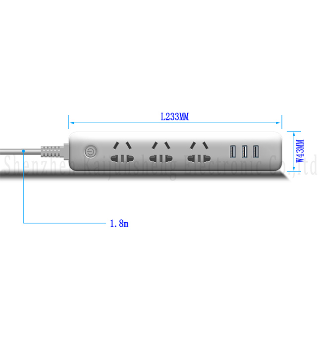 Power Strip Three Outlet Three USB Port C888-C