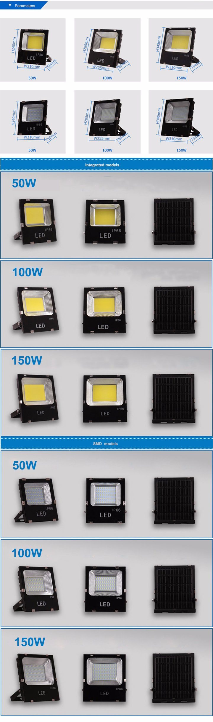 High Power Outdoor LED Flood Light with COB/SMD