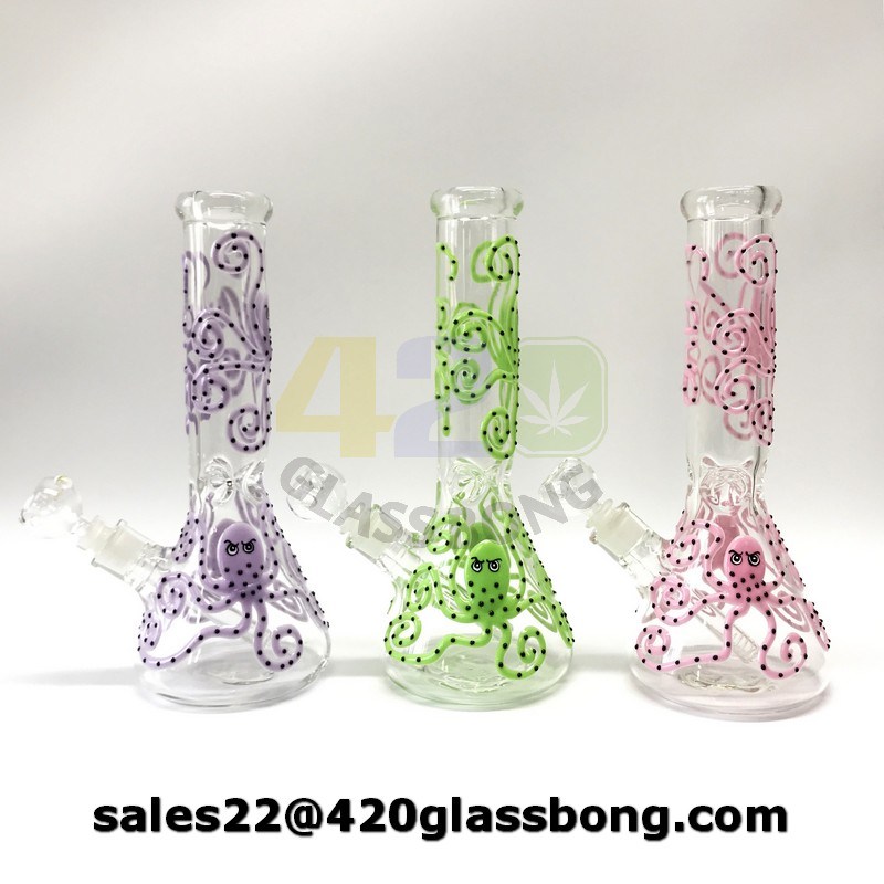 High End Glass pipe Smoking Water Pipe Beaker with Hand Drawing