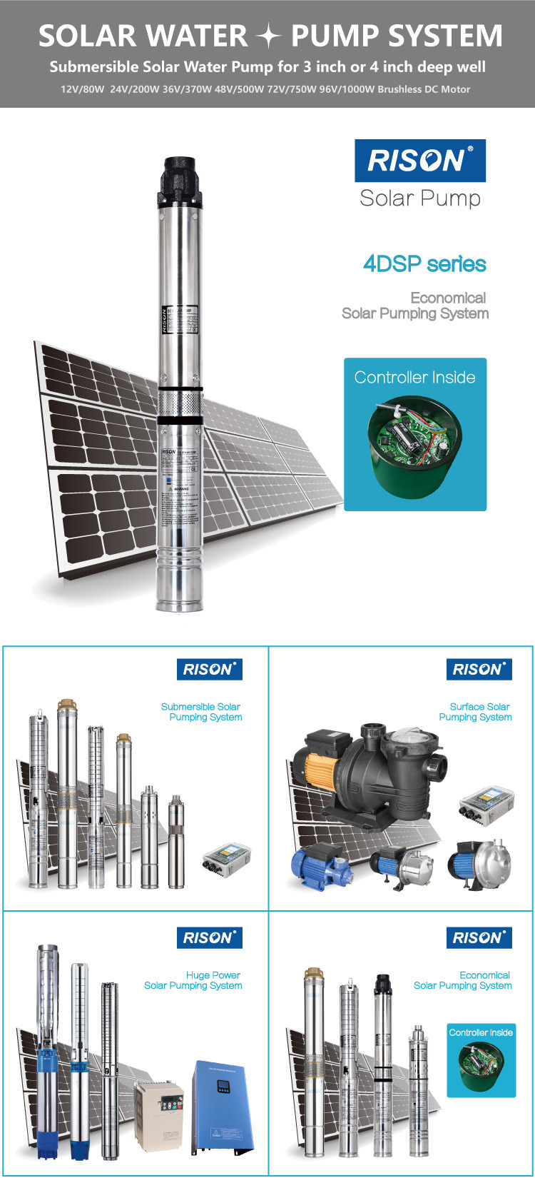 Good Quality DC Submersible Solar Pump with Low Price (Controller inside the Motor)