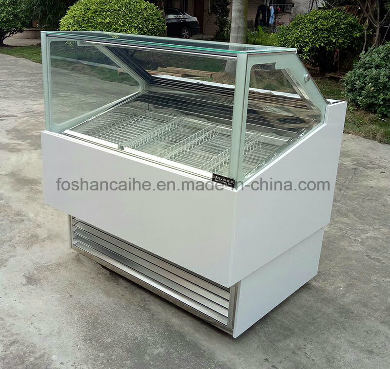 12 Pans Hard Icecream Glass Display Cabinet