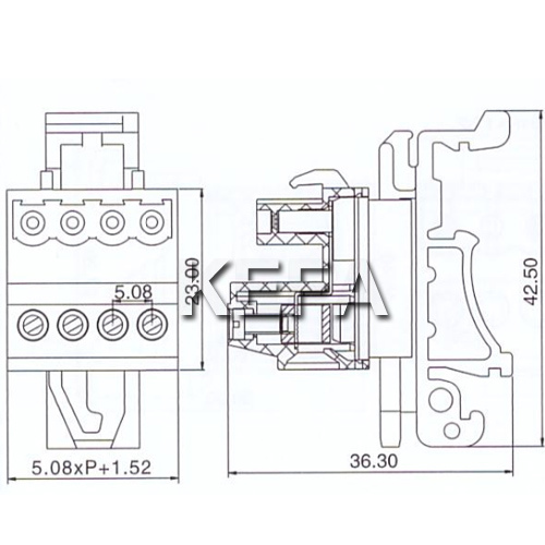 Pluggable Terminal Block Connecor with DIN Rail for 5.0mm Pin Spacing