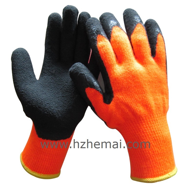 Insulate Nappy Liner Latex Coating Gloves Winter Safety Work Glove