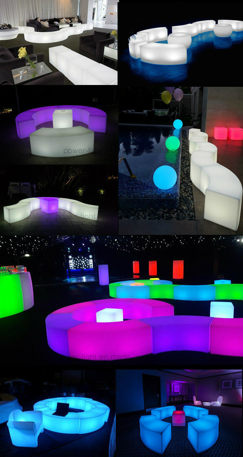 Modern Plastic Furniture Illuminated LED Snake Bench