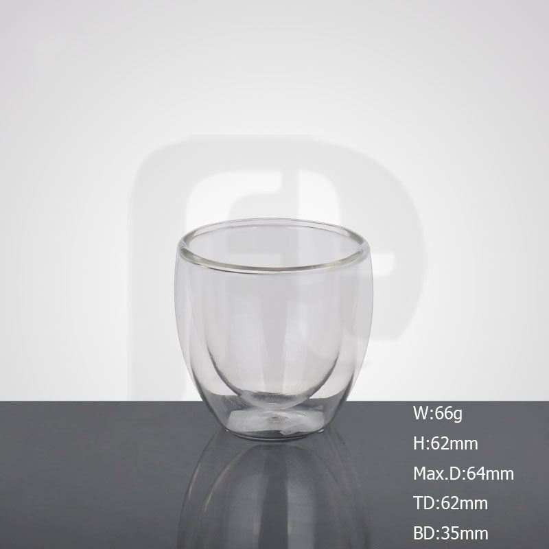 Handmade Mouth Blown Customized Borocilicate Double Wall Coffee Mug Glass Cup