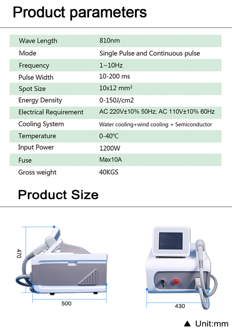 810nm Diodes Laser Hair Removal Machine