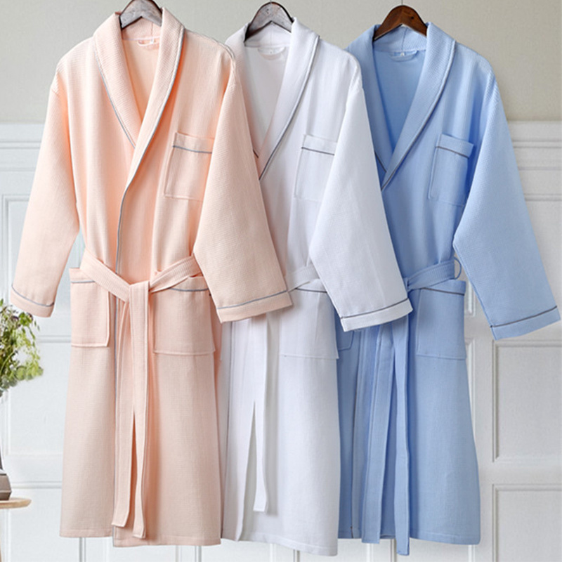 Factory Wholesale Adult 100% Cotton Waffle Hilton Hotel Bathrobe