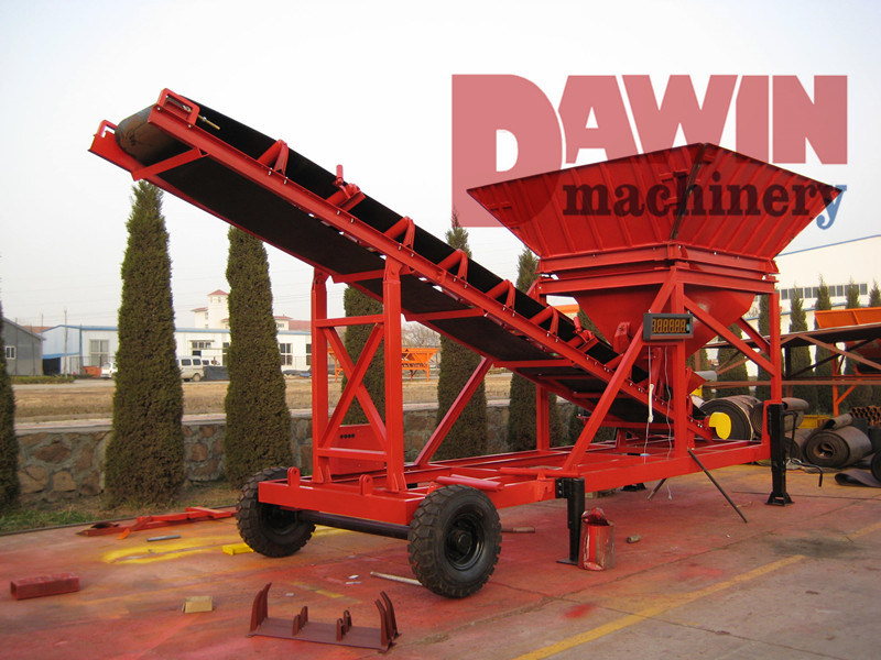 Trailer Mobile Mini 25 Cbm/Hr Dry Material Batching Plant Batcher