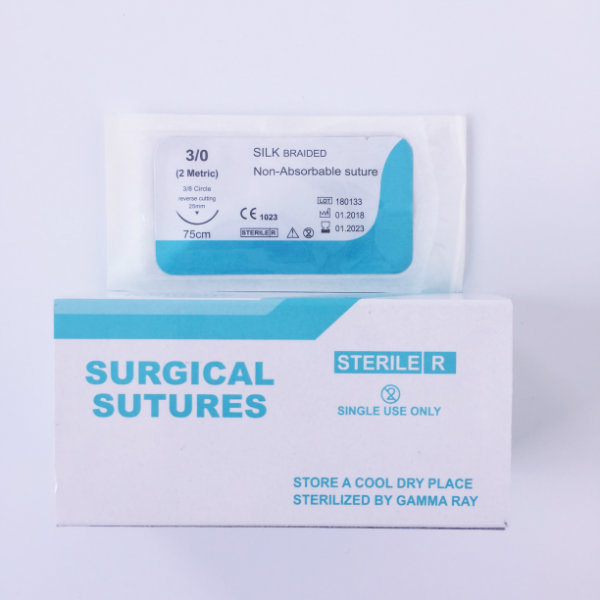 Non Absorbable Sterile Medical Surgical Suture Silk Braided