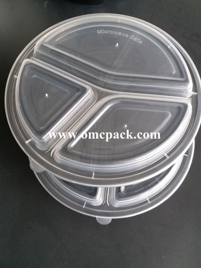 Packaging Box 9inch Round 3 Compartment Takeout Food Container