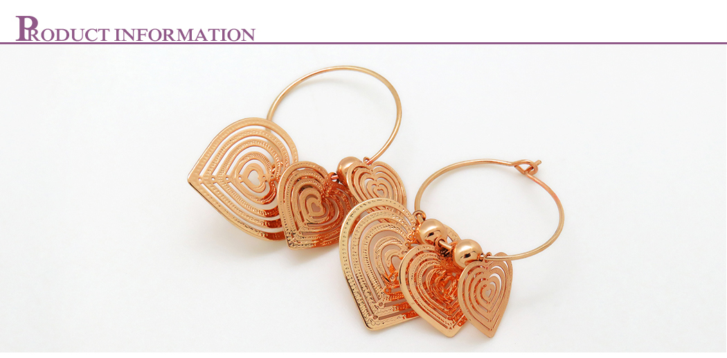 Fashion Gold Imitation Jewelry Women Earrings with Heart Design