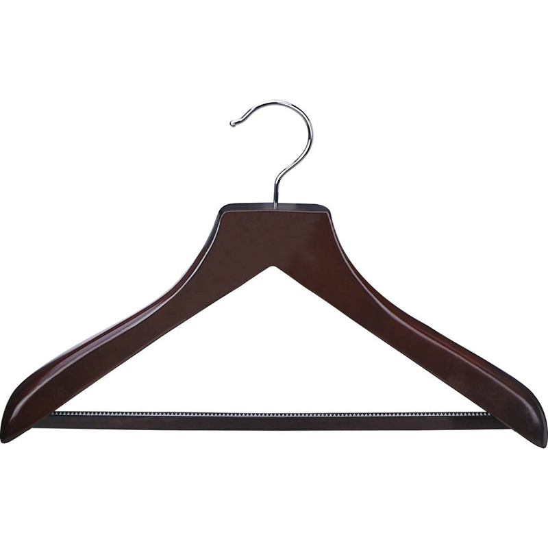 Mahogany Color Wooden Suit Hanger with Non Slip Tube