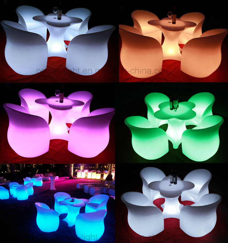 Rotational Moulding Plastic LED Furniture Bar Plum Blossom Table