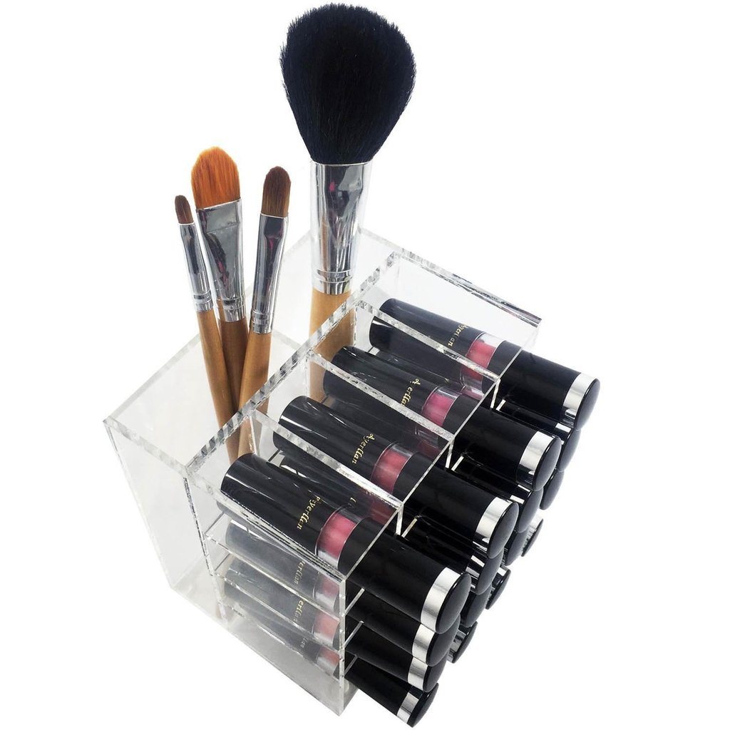 Premium Acrylic Lipstick & Brush Holder Makeup Organizer