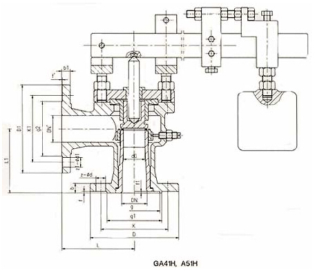 Angle Type Single-Lever Safety Valve (GA41H)