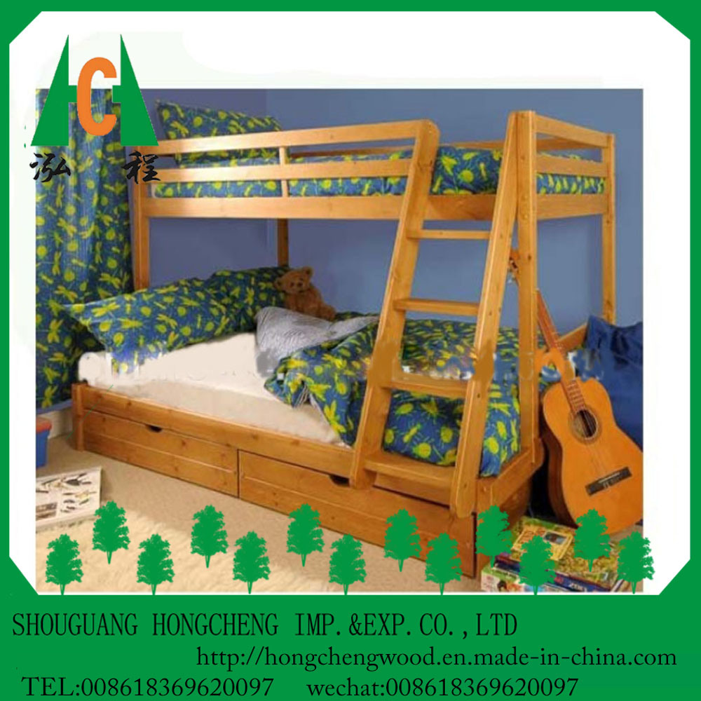 New Design Children Pupolar Pine Double Size Bunk Bed