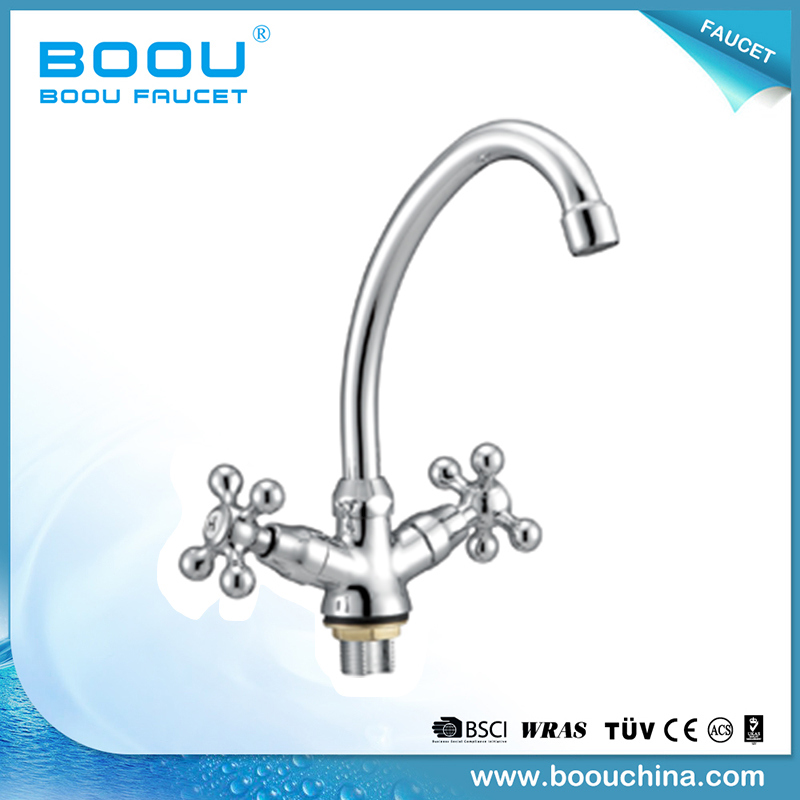 Boou Hot Sale Zinc Double Handle Kitchen Basin Faucet