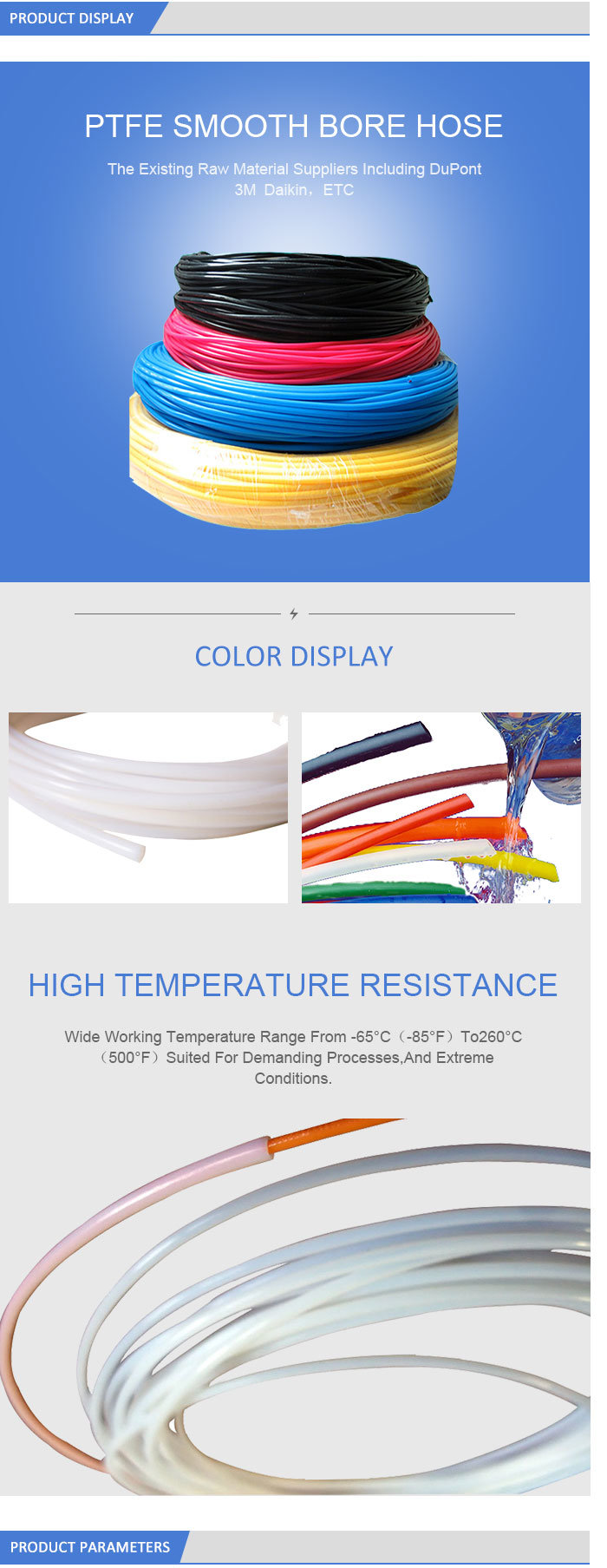 Top Quality High Pressure Flexible Polyester Plastic Hose Teflon Tube