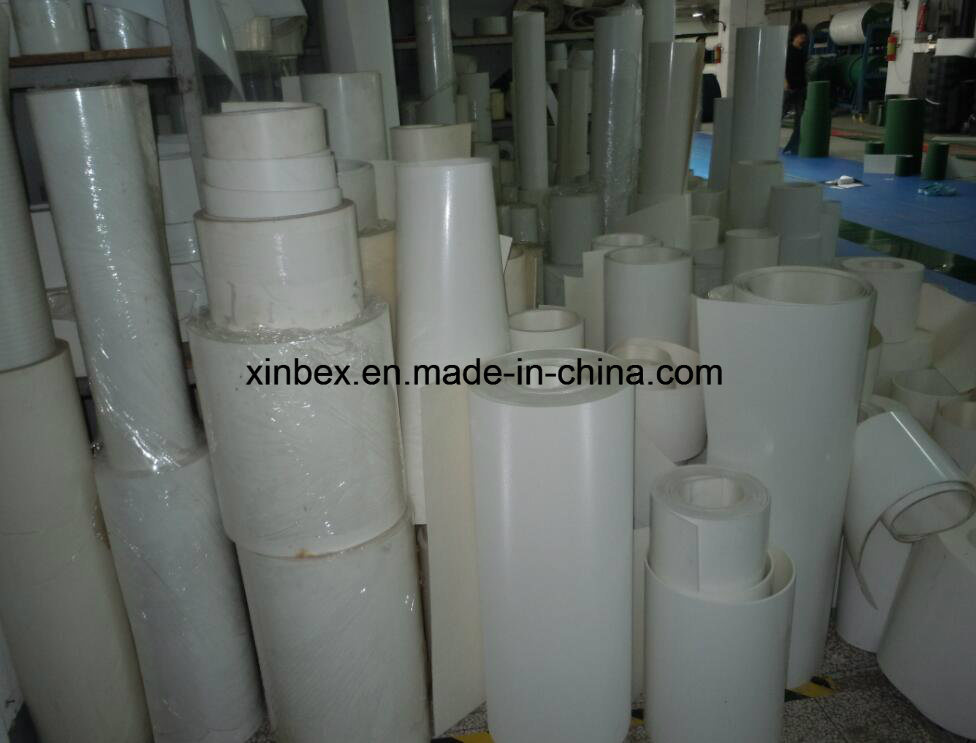 V-Guides PU/PVC Food Processing White/Green Inlined Conveyor Belt