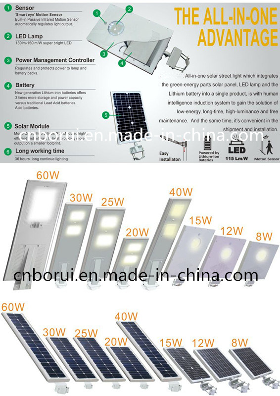 Price of 110W Customized Integrated Outdoor Solar Energy Street Light All in One Type