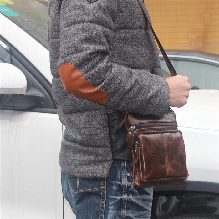 Custom Mens Genuine Leather Crossbody Messenger Sling Bag, Man Single Shoulder Bag Wholesale