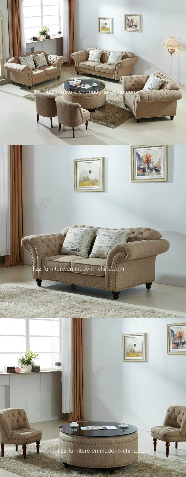 Modern Living Room Leisure Fabric Sofa Set